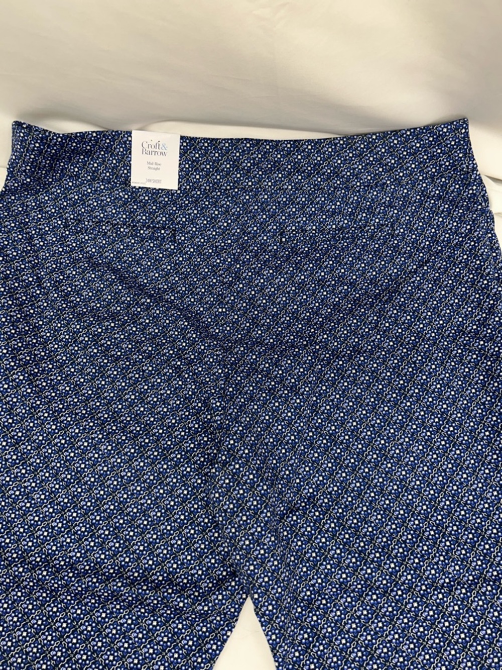 croft & barrow Blue & White Tile Patterned Straight Leg Pants Size 24W Short - Picture 3 of 12